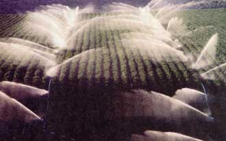 The United States, China and India are overpumping water supplies, leading to depletion of aquifers. Drip irrigation systems would reduce water use by 30 percent to 70 percent.